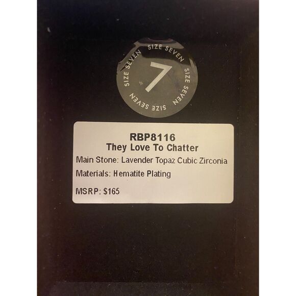 Bomb Party Luxe Bands Ring Stack – Size 7 – Lavender Topaz CZ – Hematite Plated - Picture 3 of 5